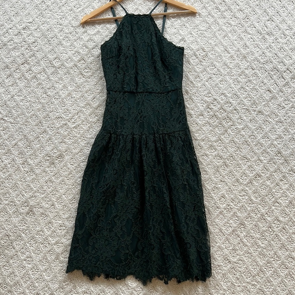 Trina Turk dress in forest green.